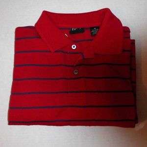 Jos A Bank Travelers Collection red & blue striped golf/polo shirt M short sleev
